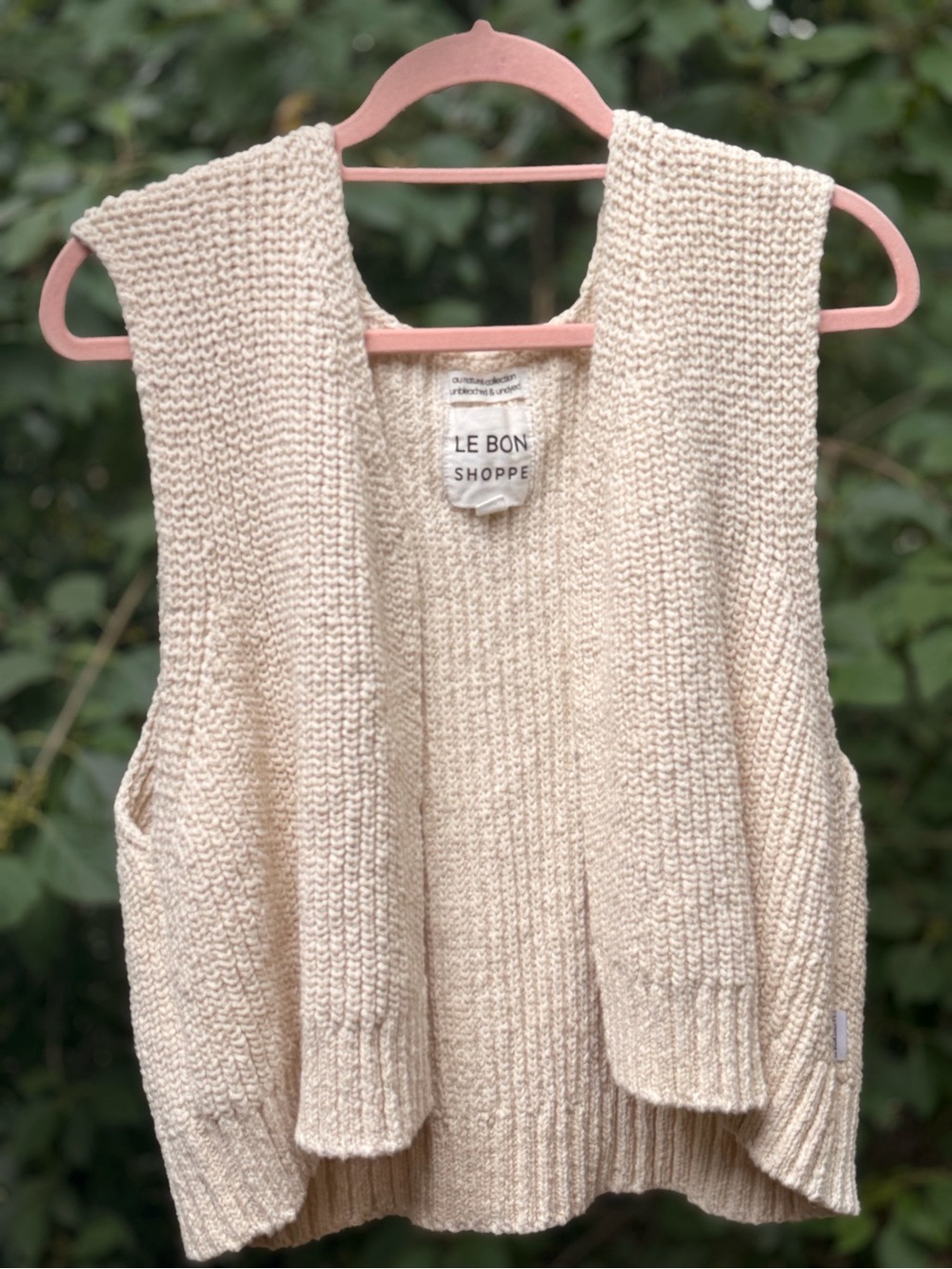 Le Bon Shoppe Cream Knit Open-Front Women's Sweater Vest